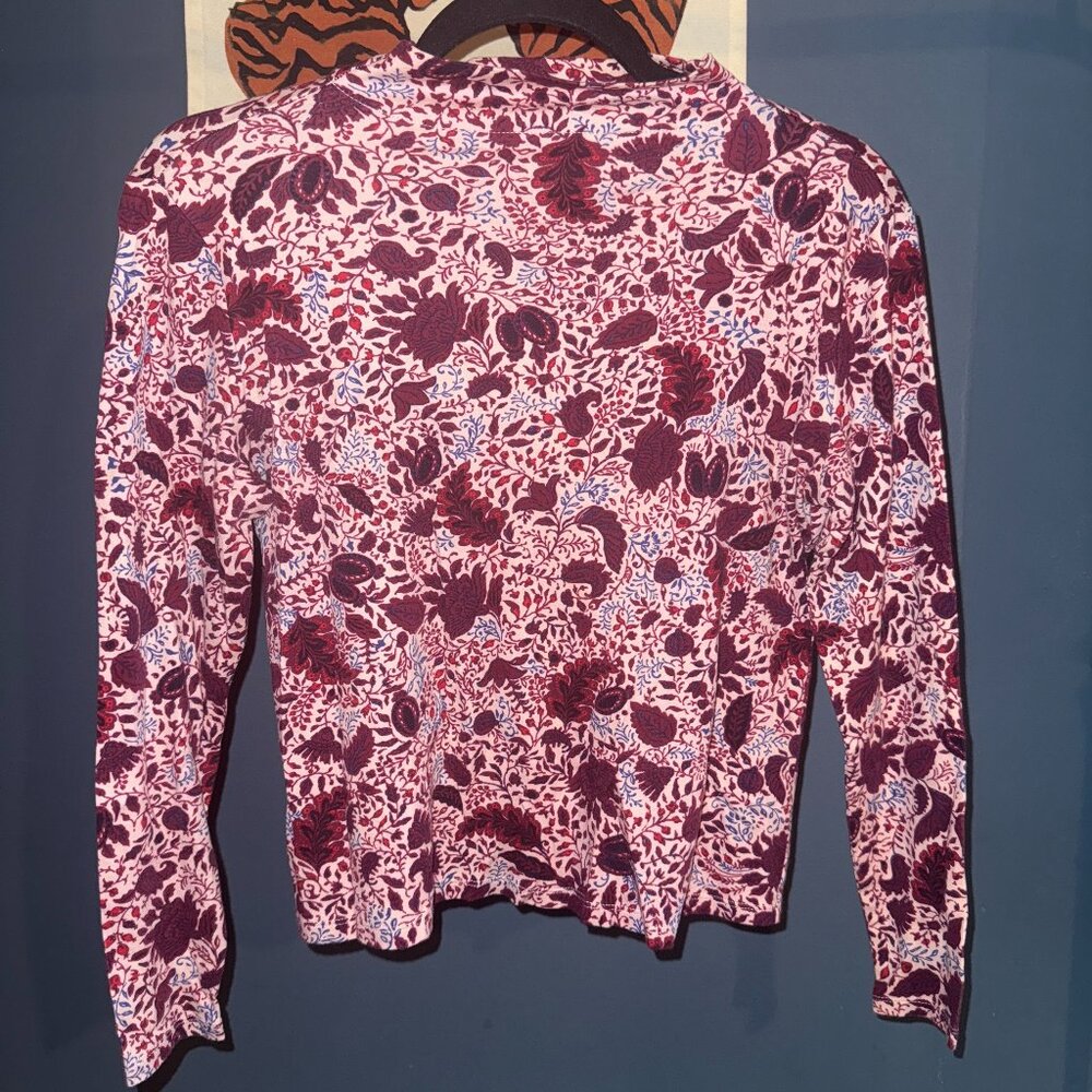 Ann Taylor Floral Print Long Sleeve Top – Pink & Burgundy (Size S)